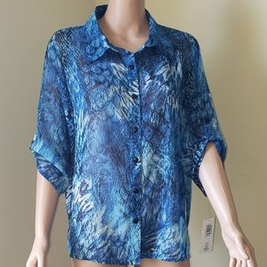 🆕️NWT BON WORTH BLUE SHEER BLOUSE
